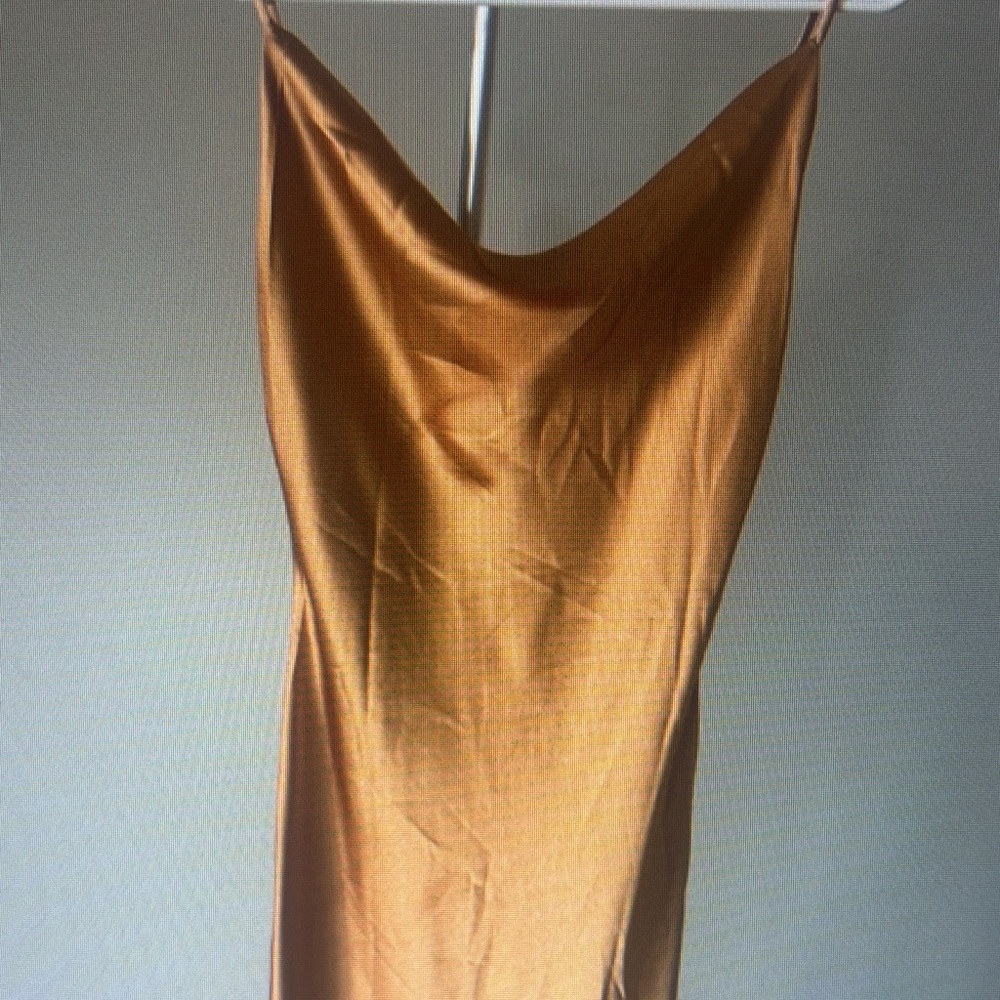 Satin Slip Dress in Metallic Copper